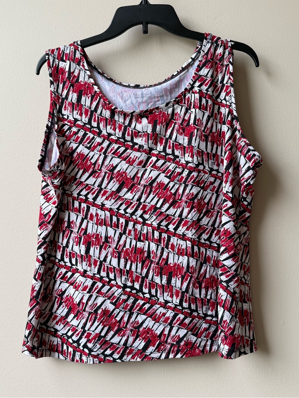212 Collection Sleeveless Tank Top Blouse Women’s Size XL Red Ivory Black